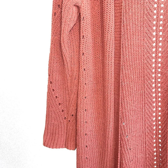Maurices Matte Pink Chenille Knit Open Front Longline Cardigan Xsmall Women’s - Picture 5 of 12